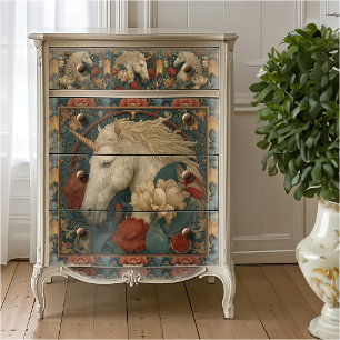 Papel De Seda Victorian Red Floral William Morris Style Unicorn