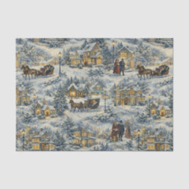Papel De Seda Victorian Snowy Village Christmas Illustration