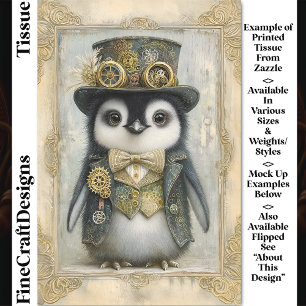 Papel De Seda Victorian Steampunk Bebê Pinguim DL3L Decoupage