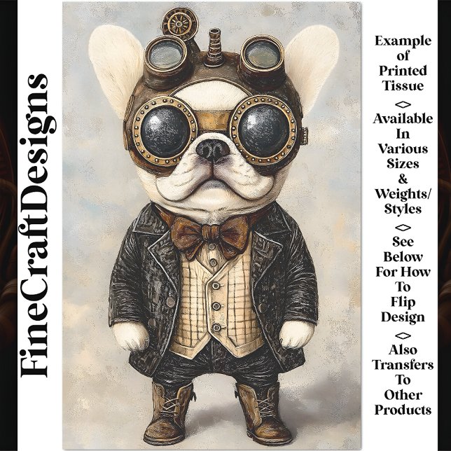 Papel De Seda Victorian Steampunk Bulldogue Francês AS8 Decoupag (Criador carregado)
