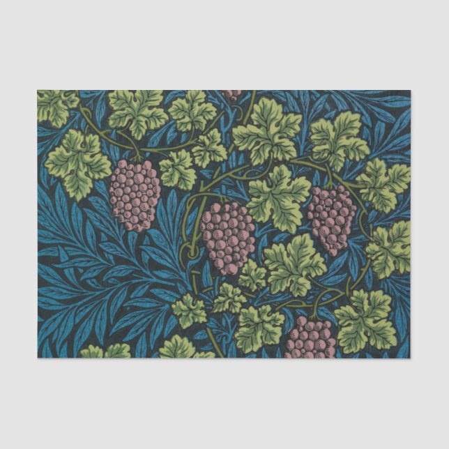 Papel De Seda Vides com cachos de uvas rosadas (Frente )