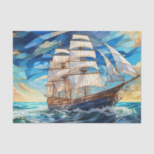 Papel De Seda Vidro conservado - Barco de vela no oceano