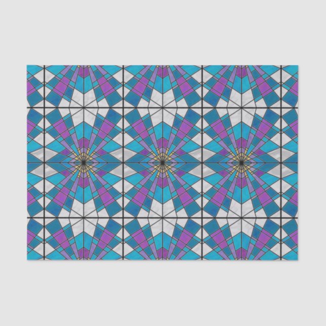 Papel De Seda Vidro de Mancha Azul e Roxo (Frente )