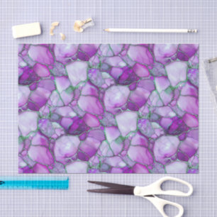 Papel De Seda Vidro do Mar Mosaico Aquarela Roxa