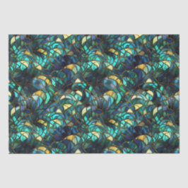 Papel De Seda Vidro Dourado, azul e pavão