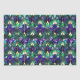 Papel De Seda Vidro Dourado, púrpura, pavão