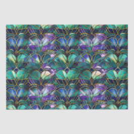 Papel De Seda Vidro Dourado, púrpura, pavão