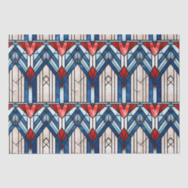 Papel De Seda Vidro Patriótico Azul Branco Vermelho, Manchado 4 