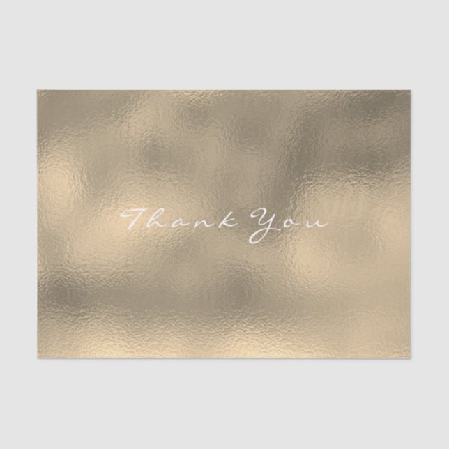 Papel De Seda Vidro Sepia Dourada Blush Metálico Obrigado Nome (Frente )