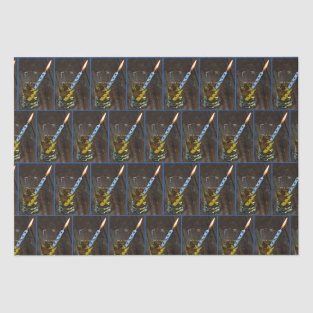 Papel De Seda Vidro Whiskey com Vela de Aniversário (Frente )