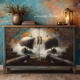 Papel De Seda Vikking Longship Batalha Decoupage