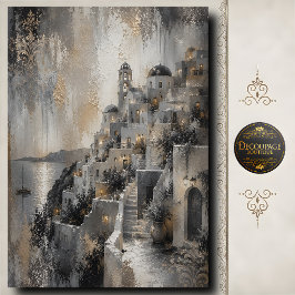 Papel De Seda Vila de Santorini Decoupage Cena Mediterrânea