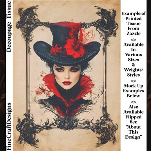 Papel De Seda Vilã Femme Fatale Gótica Vintage Decoupage FH8R