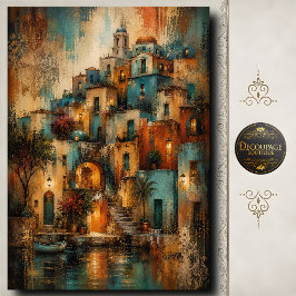 Papel De Seda Vila Mediterrânea Decoupage Charme Costeiro