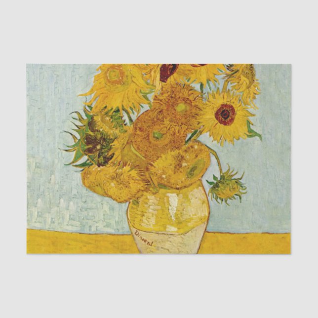 Papel De Seda Vincent Van Gogh 12 Girassóis Impressionista (Frente )