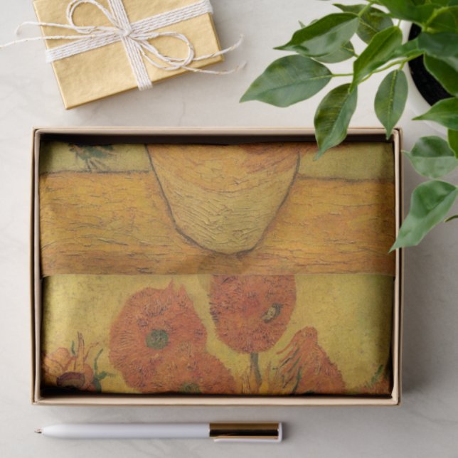 Papel De Seda Vincent van Gogh Ainda Vase com 15 Girassóis (Presente)