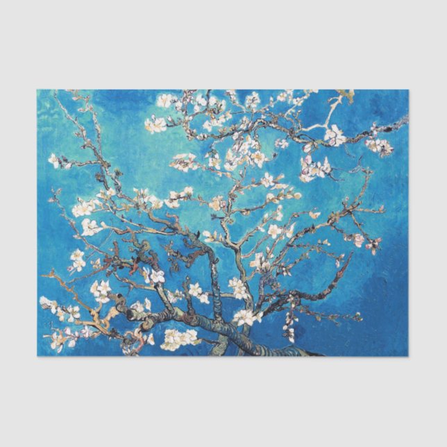 Papel De Seda Vincent Van Gogh Almond Blossoms Bright Turquoise (Frente )