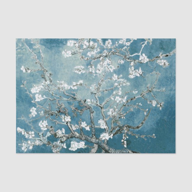 Papel De Seda Vincent Van Gogh Almond Blossoms Soft Teal (Frente )