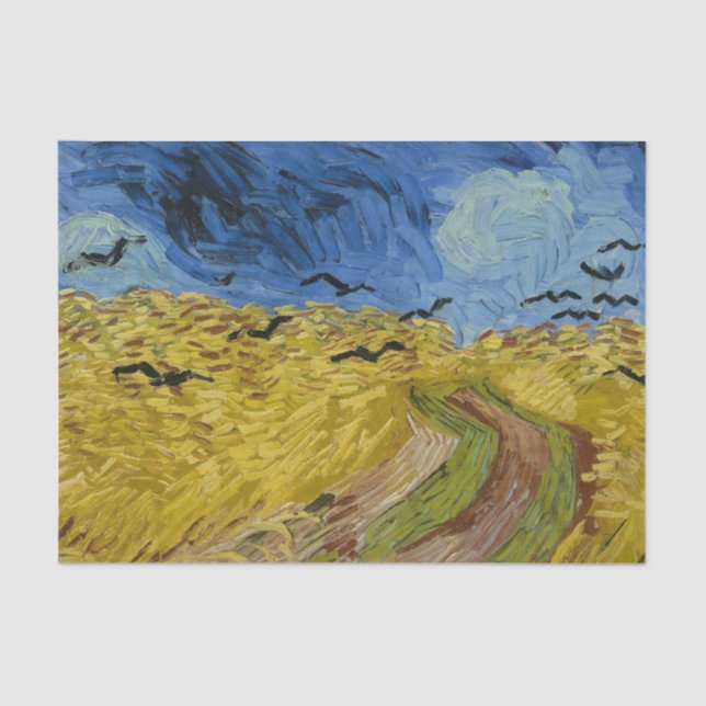 Papel De Seda Vincent Van Gogh - Campo de trigo com corvos (Frente )