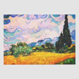 Papel De Seda Vincent Van Gogh Campos de Trigo com Tecido Cipres