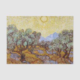 Papel De Seda Vincent van Gogh - Oliveiras, céu amarelo e sol