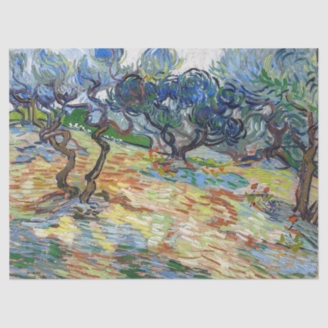 Papel De Seda Vincent van Gogh - Oliveiras: Céu azul brilhante (Frente )