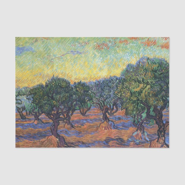 Papel De Seda Vincent Van Gogh Oliveiras Impressionismo Arte (Frente )