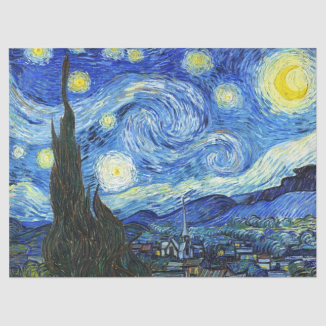Papel De Seda Vincent Van Gogh Starry Night Blue (Frente )