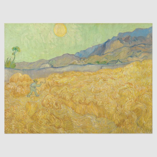 Papel De Seda Vincent van Gogh - Wheatfield com um Receptor (Frente )