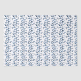 Papel De Seda Vinha Flor Azul Em Branco
