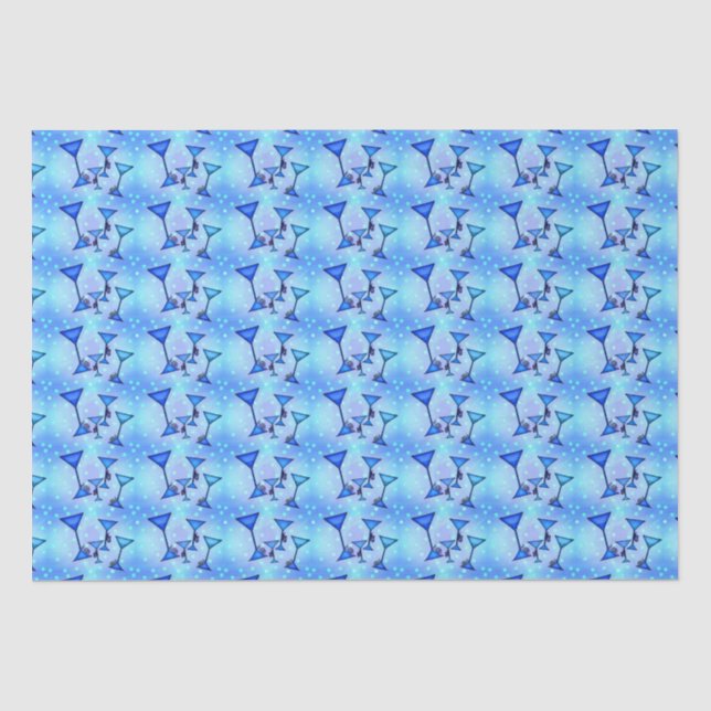 Papel De Seda Vinho azul e caracóis  (Frente )