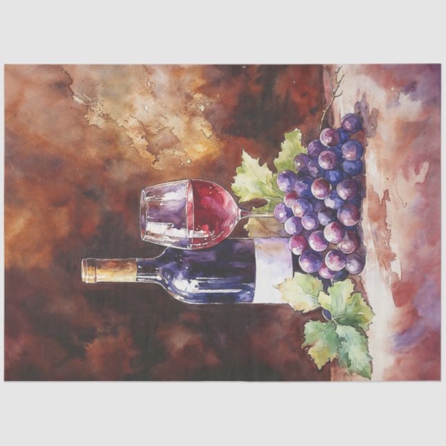 Papel De Seda Vinho de Aquarela (Frente )