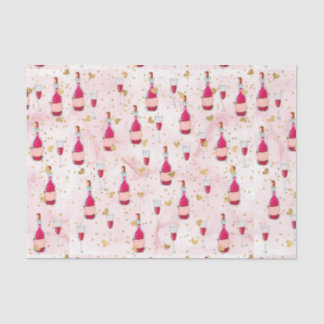 Papel De Seda Vinho Rosado e Corações (Design 12 Série Rosa)
