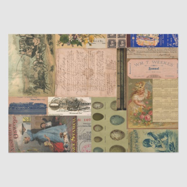 Papel De Seda Vintage Advertisement Collage ShabbyChic Decoupage (Frente )