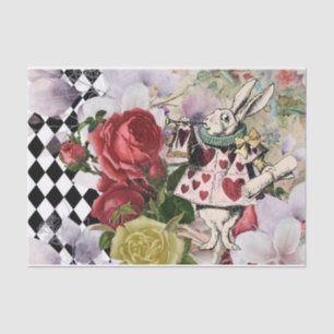 Papel De Seda Vintage Alice no Coelho Branco da Decoupage da Ter