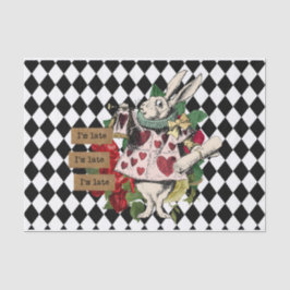 Papel De Seda Vintage Alice no Coelho Branco da Decoupage da Ter