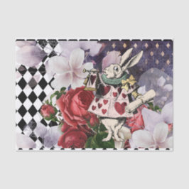 Papel De Seda Vintage Alice no Coelho Branco da Decoupage da Ter