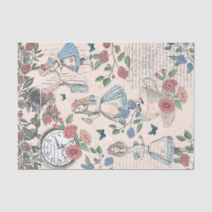 Papel De Seda Vintage Alice No País Das Maravilhas