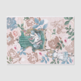 Papel De Seda Vintage Alice No País Das Maravilhas Desliga Rosas