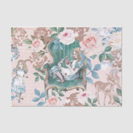 Papel De Seda Vintage Alice No País Das Maravilhas Desliga Rosas