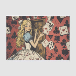 Papel De Seda Vintage Alice no País das Maravilhas Tocando a Des