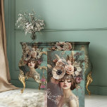 Papel De Seda Vintage Allure, Bird & Floral Flapper<br><div class="desc">Vintage Allure,  Bird & Floral Flapper Portrait Digital Art Decoupage Tissue Paper (Papel de tecido para desmontagem de arte digital). Nota. Para projetos de correspondência,  visite meu compro para ver as versões complementares deste conjunto de 3 ilustradas em minhas exibições de produtos.</div>