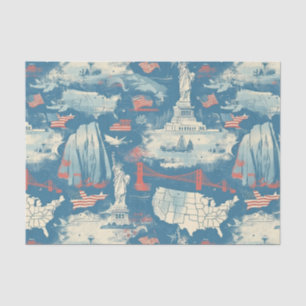 Papel De Seda Vintage American Landmark Pattern (3)