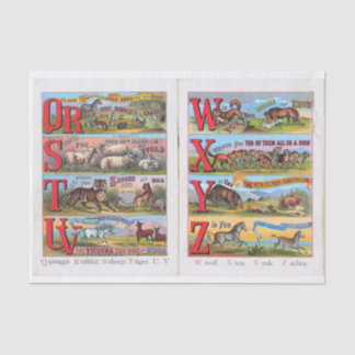 Papel De Seda Vintage Animal Alphabet Illustrated Book Tissue Pa