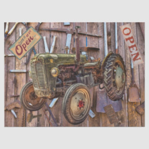 Papel De Seda Vintage Antique Fazenda Trator Vintage