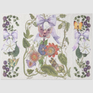 Papel De Seda Vintage Arco Púrpura Fada Jardim de Paixão Flor