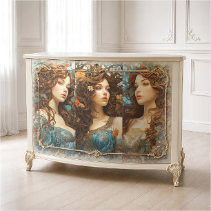 Papel De Seda Vintage Art Nouveau Deusa Floral Victorian Boho
