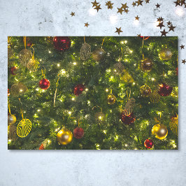 Papel De Seda Vintage, Árvore de Natal decorada, Dourada Vermelh