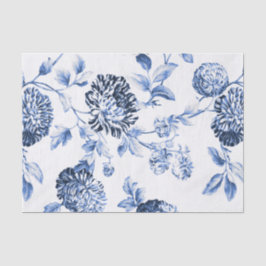 Papel De Seda Vintage azul Toile floral No.2 da pervinca