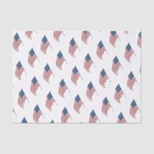Papel De Seda Vintage Bandeira Patriótica Americana Acenando no 